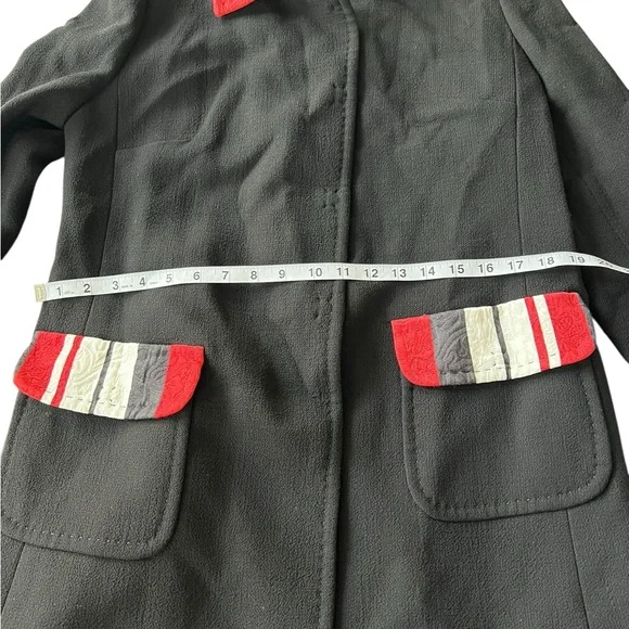 Dolce & Gabbana Black Wool Crepe Contrast Trim Detail Button Front Coat Size 46 - Picture 9 of 16